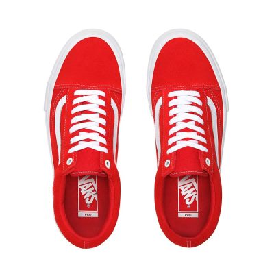 Vans Old Skool Pro Suede - Erkek Kaykay Ayakkabısı (Kırmızı Beyaz)